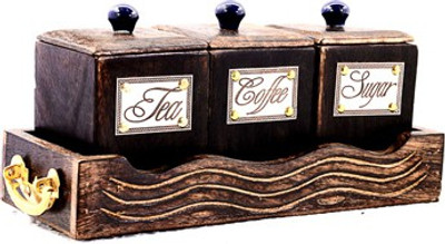 

Alishba Tea Container - 400 ml Wood Tea Coffee & Sugar Container(Pack of 3, Brown)