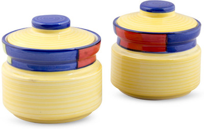 

VarEesha Hand Made by skilled craftsmen - 200 ml Stoneware Grocery Container(Pack of 2, Yellow)