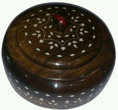 

MartCrown Woodeen Carving Dry Fruits / Masala Box Round Shape - 500 ml Wood Spice Container(Brown)