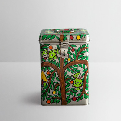 

Kaushalam Parrots - 3 L Steel Grocery Container(White)