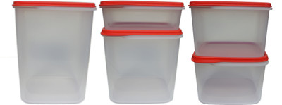 

Tupperware Smart Storage - 15400 ml Plastic Grocery Container(Pack of 5, White, Red), Red;white