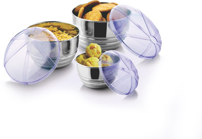 

JVL - 400 ml, 600 ml, 850 ml Steel Grocery Container(Pack of 3, Silver)