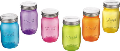 

MasterCook Fresh Mason Jar - 500 ml Plastic Food Storage(Pack of 6, Multicolor)