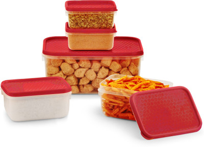 All Time - 125 ml, 125 ml, 250 ml, 250 ml, 1000 ml PP (Polypropylene) Grocery Container(Pack of 5, Red)