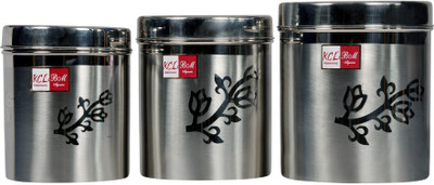 

KCL Floral Deep Dabba - 250 ml, 400 ml, 600 L Steel Grocery Container(Pack of 3, Silver)