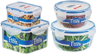 

Easy Lock Stackable 100% Airtight & Leakproof, Reusable, Set of 4, BPA Free, FDA Approved - 300 ml, 500 ml, 600 ml, 900 ml PP (Polypropylene) Grocery Container(Pack of 4, Clear, Blue), Blue;clear