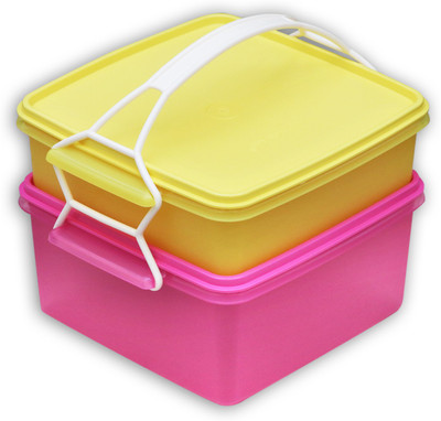 

Tupperware - 4 L Plastic Grocery Container(Pink, Yellow)