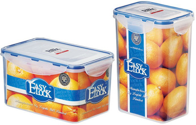

Easy Lock Stackable 100% Airtight & Leakproof, Reusable, Set of 2, BPA Free, FDA Approved - 1300 ml, 2000 ml Polypropylene Grocery Container(Pack of 2, Clear, Blue), Blue;clear