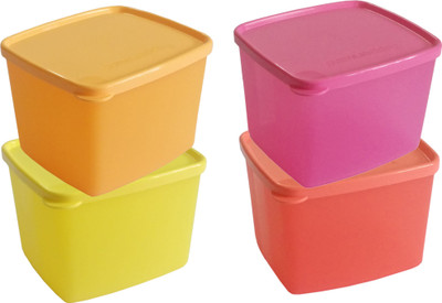 

Tupperware - 700 ml Plastic Grocery Container(Pack of 4, Pink, Yellow, Orange, Red), Orange;pink;red;yellow