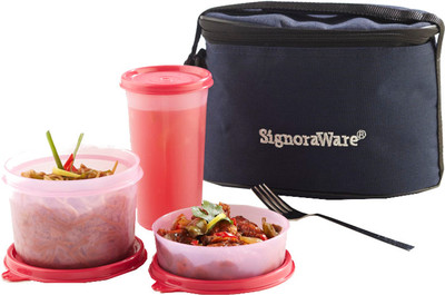 Signoraware Combo Executive Lunch (Small ) with Bag - 370 ml, 450 ml, 360 ml Plastic Grocery Container(Pack of 3, Pink) Signoraware Combo Executive Lunch (Small ) with Bag - 370 ml, 450 ml, 360 ml Plastic Grocery Container(Pack of 3, Pink)