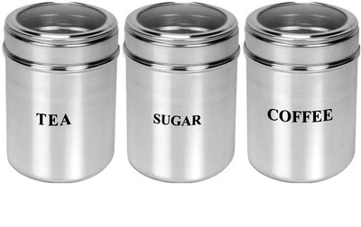 Dynore - 950 ml Steel Grocery Container(Pack of 3, Silver) Dynore - 950 ml Steel Grocery Container(Pack of 3, Silver)