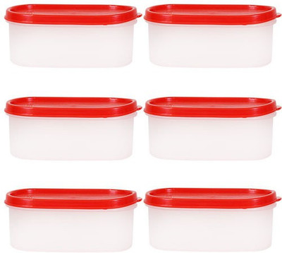

SSD Microwaveable Space Saver 6PC - 600 ml Plastic Grocery Container(Pack of 6, White, Red), Red;white