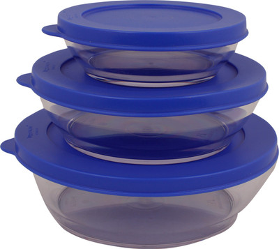

Tupperware - 750 ml, 410 ml, 190 ml Plastic Grocery Container(Pack of 3, White, Blue), Blue;white