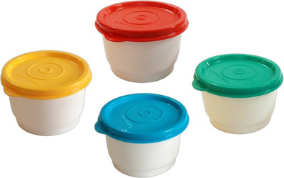 

Tupperware - 125 ml Plastic Grocery Container(Pack of 4, Red, Green, Blue, Yellow), Blue;green;red;yellow