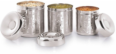 

Gurukrupa Mattrix Finish 3cps Canister Set - 950 ml, 1300 ml, 1750 ml Steel Grocery Container(Pack of 3, Silver)