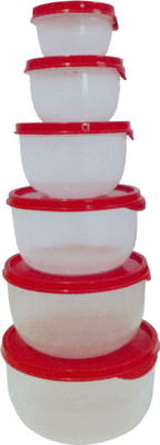 

Golddust Ultimate Airtight Serve Fresh - 2500 ml, 1500 ml, 1000 ml, 600 ml, 350 ml, 200 ml PP (Polypropylene) Grocery Container(Pack of 6, Red, Clear), Clear;red