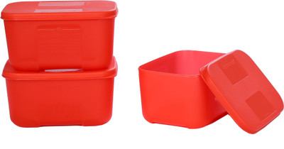 Signoraware Plastic Grocery Container  - 700 ml(Pack of 3, Red)