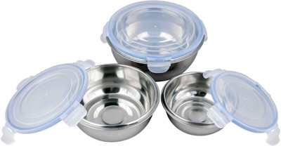 

birdy Stainless steel lock & lock - 1850 ml Steel Grocery Container(Pack of 3, Silver)