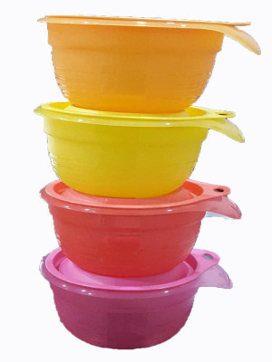 

Tupperware - 650 ml Plastic Grocery Container(Pack of 4, Yellow, Pink, Orange, Red), Orange;pink;red;yellow