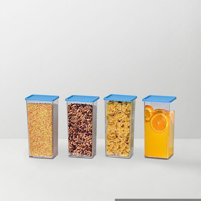 

Disha Unbreakable Foodgrade Transparent 4 XL Containers blue - 1225 ml Plastic Grocery Container(Pack of 4, Blue)