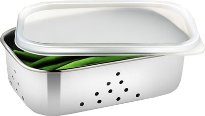 

JVL Rectangular Freeze Bowl - 650 ml Plastic, Steel Food Storage(Silver)