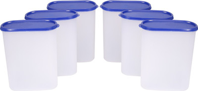 

Mahaware Modular 6pc - 2400 ml PP (Polypropylene) Grocery Container(Pack of 6, White, Blue), Blue;white