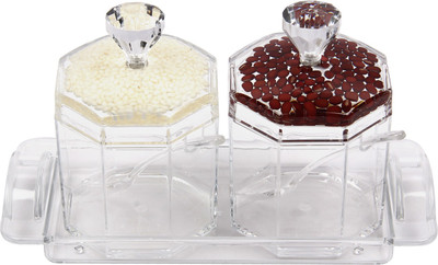 

iStuff - 200 ml Plastic Tea Coffee & Sugar Container, Pickle Container & Salt Pepper Container(Pack of 2, Clear)
