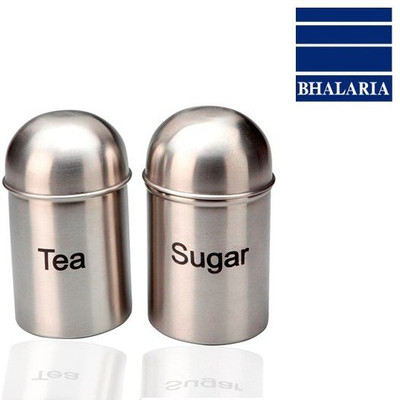 

Bhalaria Cannister Dome 2 Pieces Set 9 Cm Tea,Sugar - 1 L Steel Food Storage(Pack of 2, Silver)
