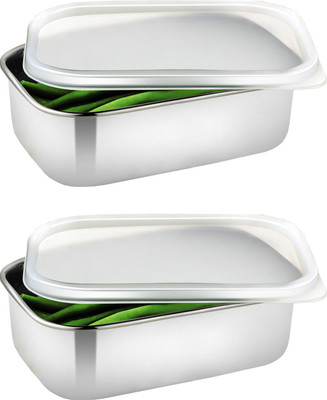 

JVL JVL RECTANGULAR LID BOWL (LD LID) - 650ML (2 PCS SET) - 650 ml Steel, Plastic Grocery Container(Pack of 2, Silver)