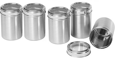 Dynore Kitchen Storage With See Through Lid - 500 ml, 1250 ml, 1500 ml, 950 ml, 750 ml Steel Grocery Container(Pack of 5, Silver)