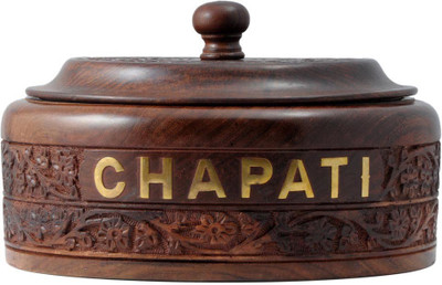 

Woodde Handmade Woodeen Carving Chapati Hot-Pot Big - 1200 ml Wood Grocery Container(Brown)