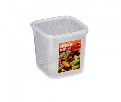 

Decor Tellfresh Square 1.125 L - 1125 ml Plastic Grocery Container(Clear)