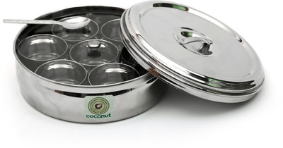 

Coconut Masala Box - 2500 ml Steel Spice Container(Silver)