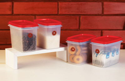 

Tupperware Canister - 800 ml Plastic Grocery Container(Pack of 4, Red)