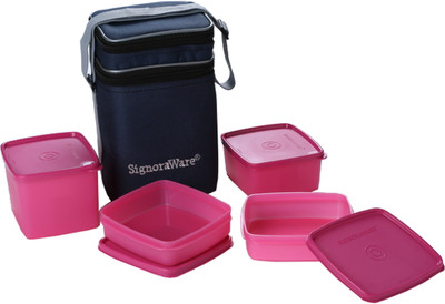 Signoraware Director Special Lunch - 500 ml, 850 ml, 350 ml Plastic Grocery Container(Pack of 4, Pink) Signoraware Director Special Lunch - 500 ml, 850 ml, 350 ml Plastic Grocery Container(Pack of 4, Pink)