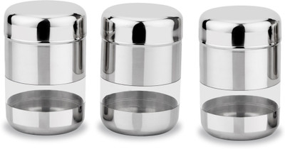 

monika enterprises - 500 ml Steel Grocery Container(Pack of 3, Silver)