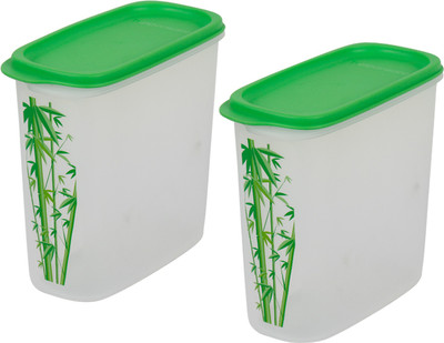 

Tupperware container - 1700 ml, 1700 ml Plastic Grocery Container(Pack of 2, White, Green), Green;white