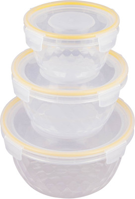 

birdy Round Lock&lock - 2100 ml Plastic Grocery Container(Pack of 3, Orange)