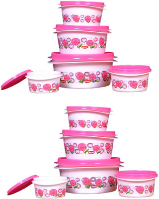 

Home Creations - 300 ml, 600 ml, 750 ml, 1000 ml, 1600 ml Polypropylene Grocery Container(Pack of 10, Pink)
