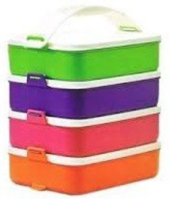 

Tupperware - 900 ml, 900 ml, 900 ml, 900 ml Plastic Grocery Container(Pack of 4, Green, Orange, Purple, Pink), Green;orange;pink;purple