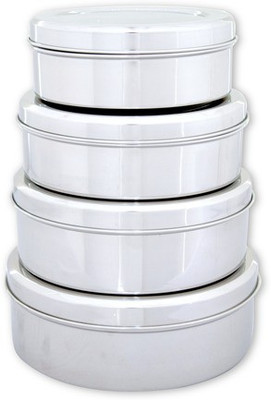 

Uniqraft Puri dabba - 0.5 L, 1 L, 1.5 L, 2 L Steel Grocery Container(Pack of 4, Silver)