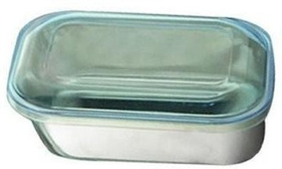

JVL Rectangular Lid Bowl - 1 Piece - 1000 ml Steel, Plastic Food Storage(Silver)