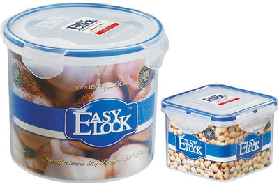 

Easy Lock Stackable, Airtight, 100% Leakproof, Reusable Set of 2 - 700 ml, 2000 ml Polypropylene Grocery Container(Pack of 2, Clear)