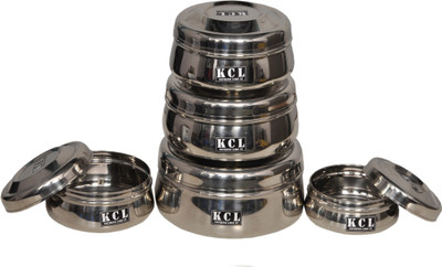 

KCL - 250 ml, 500 ml, 750 ml, 1000 ml, 1250 ml Steel Grocery Container(Pack of 5, Silver)