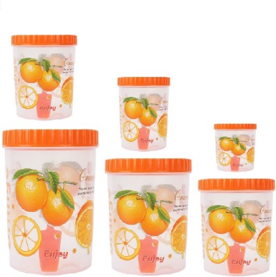 

Stylobby - 2000 ml, 1500 ml, 1200 ml, 1000 ml, 500 ml, 250 ml Polypropylene Grocery Container(Pack of 6, Orange)