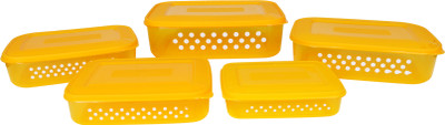 

CSM Set Of 5 Different Sizes Dots Containers - 350 ml, 500 ml, 750 ml, 1000 ml, 1200 ml Plastic Grocery Container(Pack of 5, Yellow)