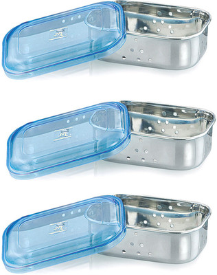 

JVL JVL RECTANGULAR FREEZE BOWL (ACRYLIC LID) - 650ML (3 PCS SET) - 650 ml Steel, Plastic Grocery Container(Pack of 3, Blue)