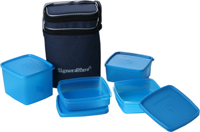 

Signoraware Director Special Lunch (with Bag) - 350 ml, 850 ml, 500 ml Plastic Food Storage(Pack of 4, Blue)