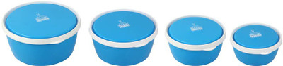 

Joyo Rubber Lock Container 4 Pcs Set (pink) - 750 ml PP (Polypropylene) Grocery Container(Pack of 4, Blue, White)