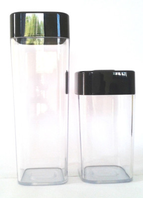 

Tupperware Shelf Saver - 840 ml, 560 ml PP (Polypropylene) Tea Coffee & Sugar Container(Pack of 2, Clear, Black), Black;clear